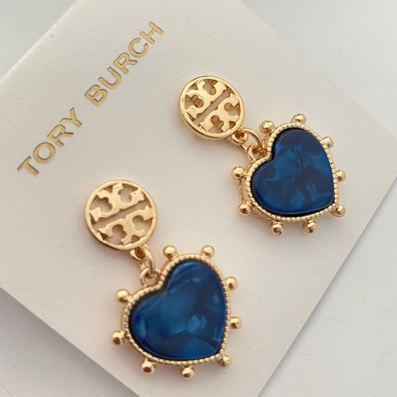 Tory Burch Jewelry - TORY BURCH•Lapis Lazuli style heart Earrings